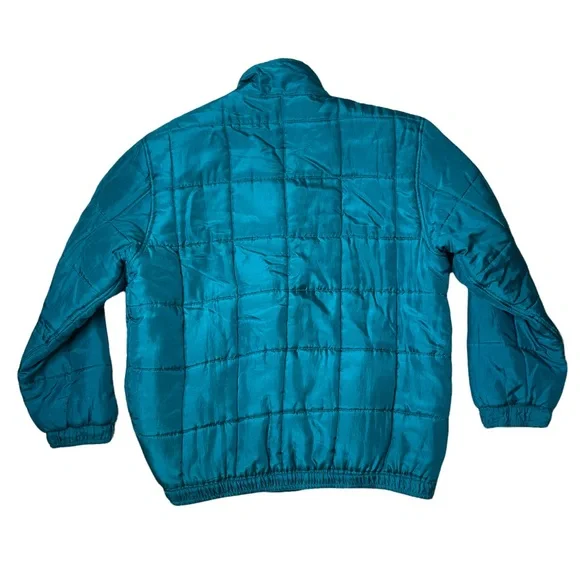 Clio Vintage Teal Quilted Silk Zip Up Jacket - Picture 5 of 6